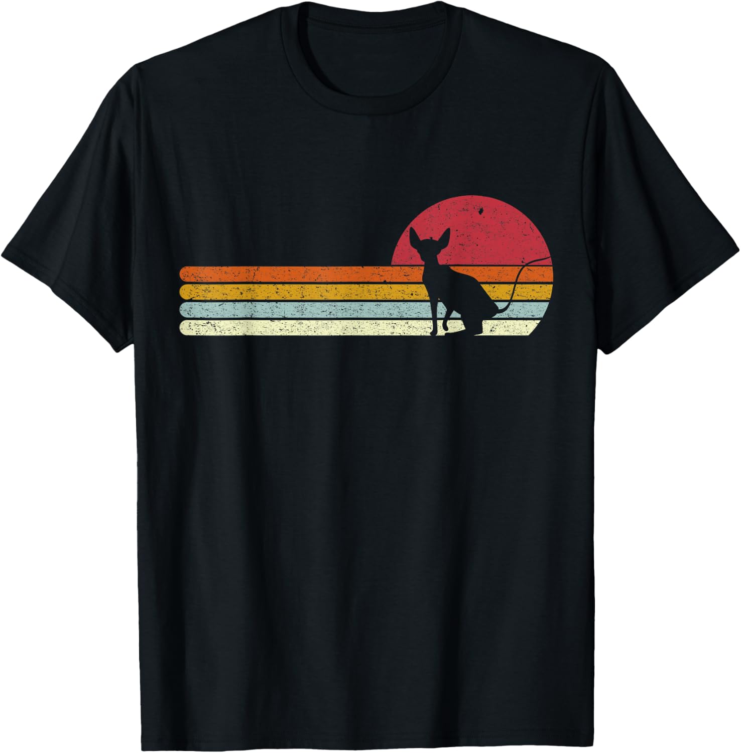 Sunset Sphynx Silhouette for Sphinx Cat Owners T-Shirt - T-Shirt | Black