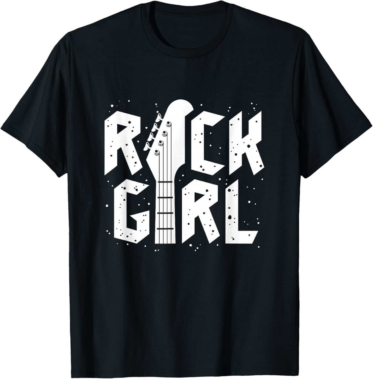 Rock Girls Rock N' Roll Music Illustration Outfit Graphic T-Shirt - T-Shirt | Black