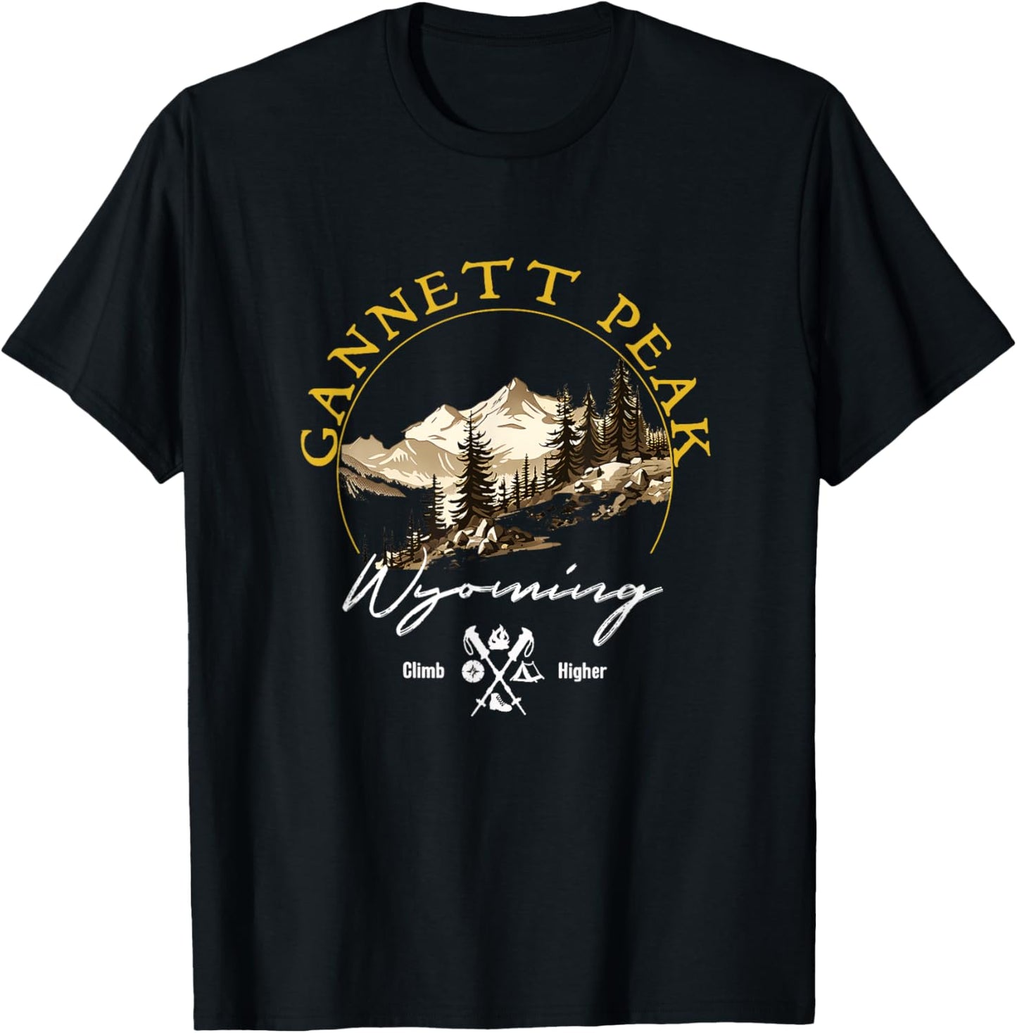 Gannett Peak Retro Vintage Apparel - Gannett Peak Souvenir T-Shirt - T-Shirt | Black