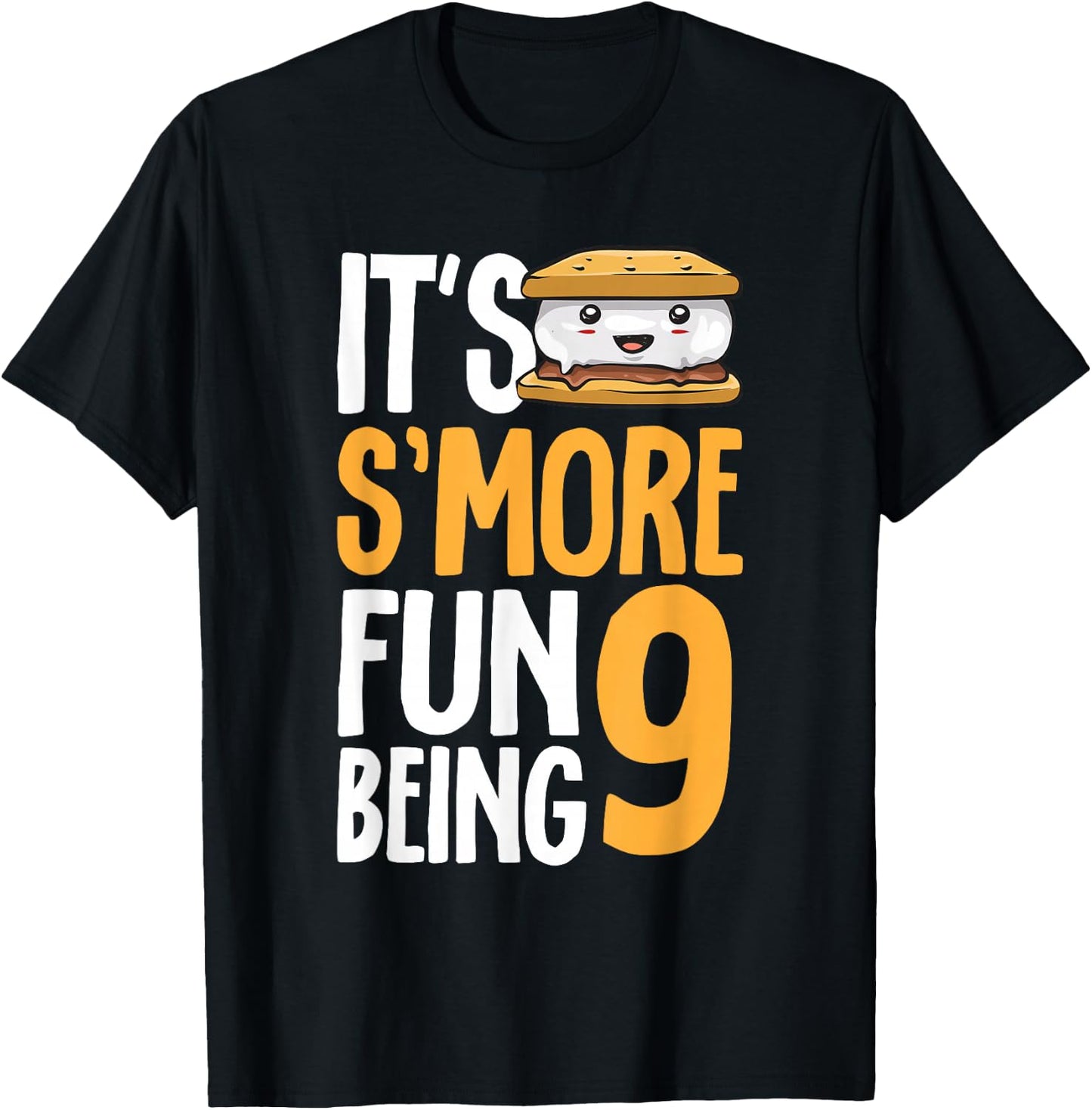 S’more Campfire 9th Birthday Marshmallow Camping Smore T-Shirt - T-Shirt | Black