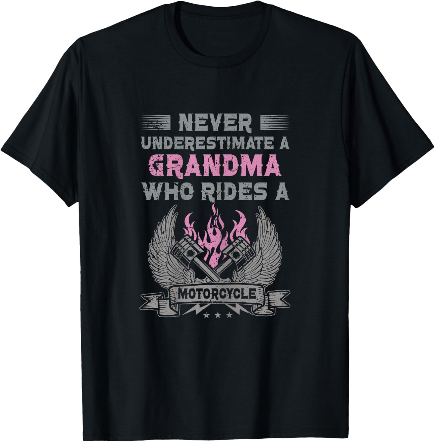 Biker Grandma Motorcycle Vintage Grandmother Motorbike T-Shirt - T-Shirt | Black