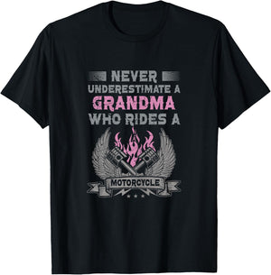 Biker Grandma Motorcycle Vintage Grandmother Motorbike T-Shirt - T-Shirt | Black