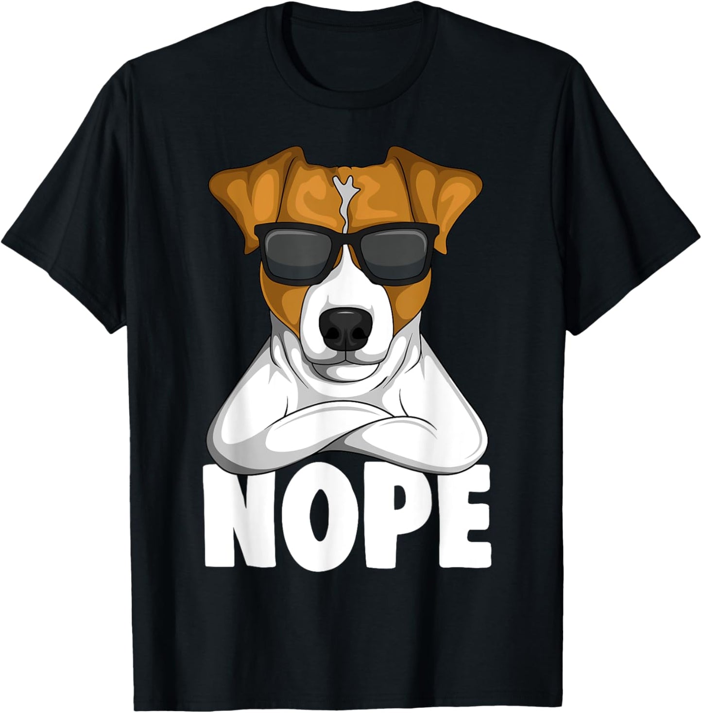 Jack Russell Apparel & Gift Ideas Women's Black Cartoon Jack Russell Terrier Nope T-Shirt - T-Shirt | Black