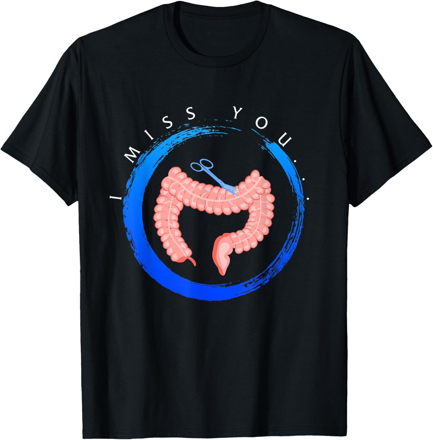 Colon Cancer Awareness I Miss You Blue Ribbon Gift Colon T-Shirt - T-Shirt | Black