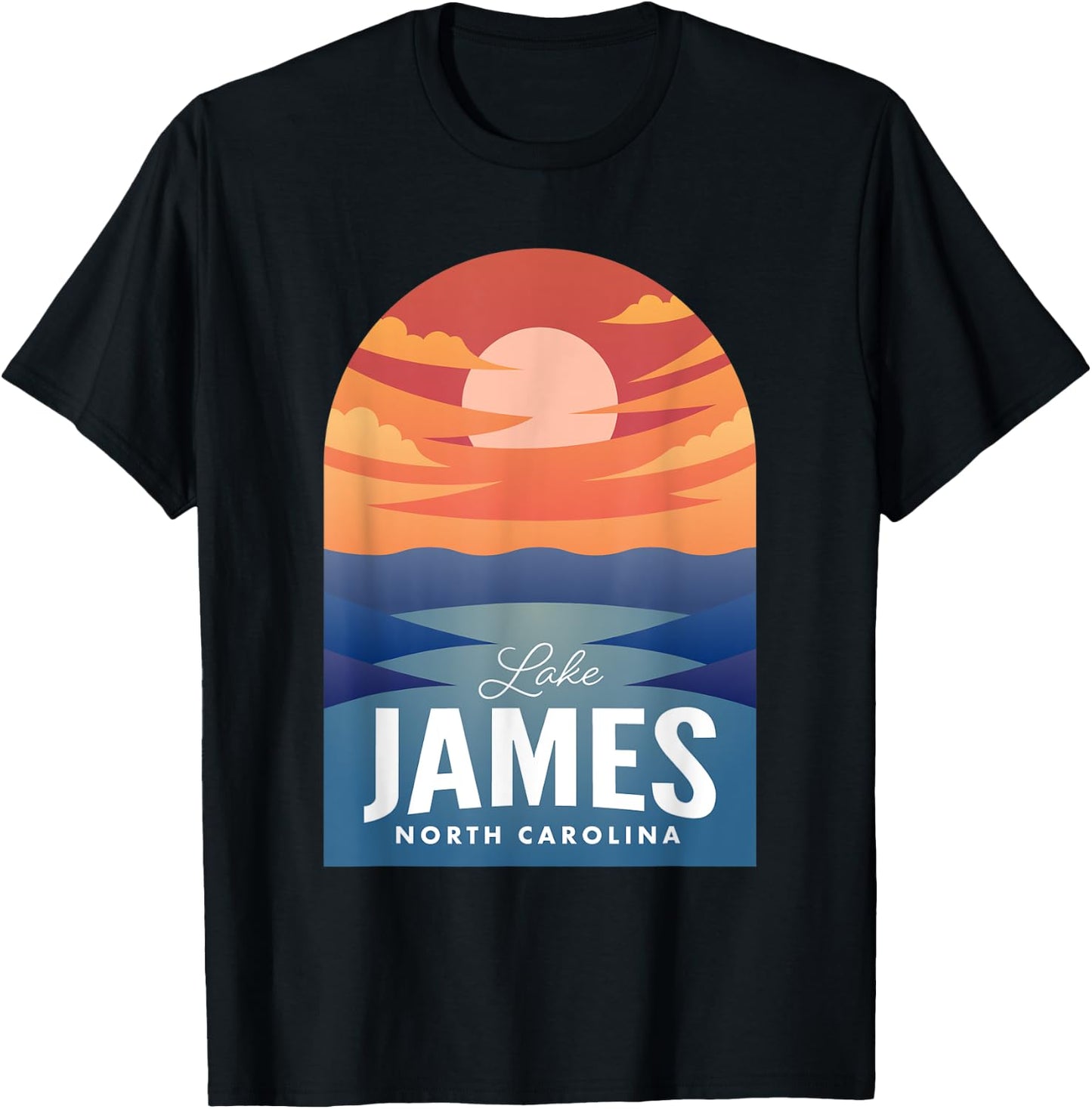 James Lake NC Retro Sunset T-Shirt - T-Shirt | Black
