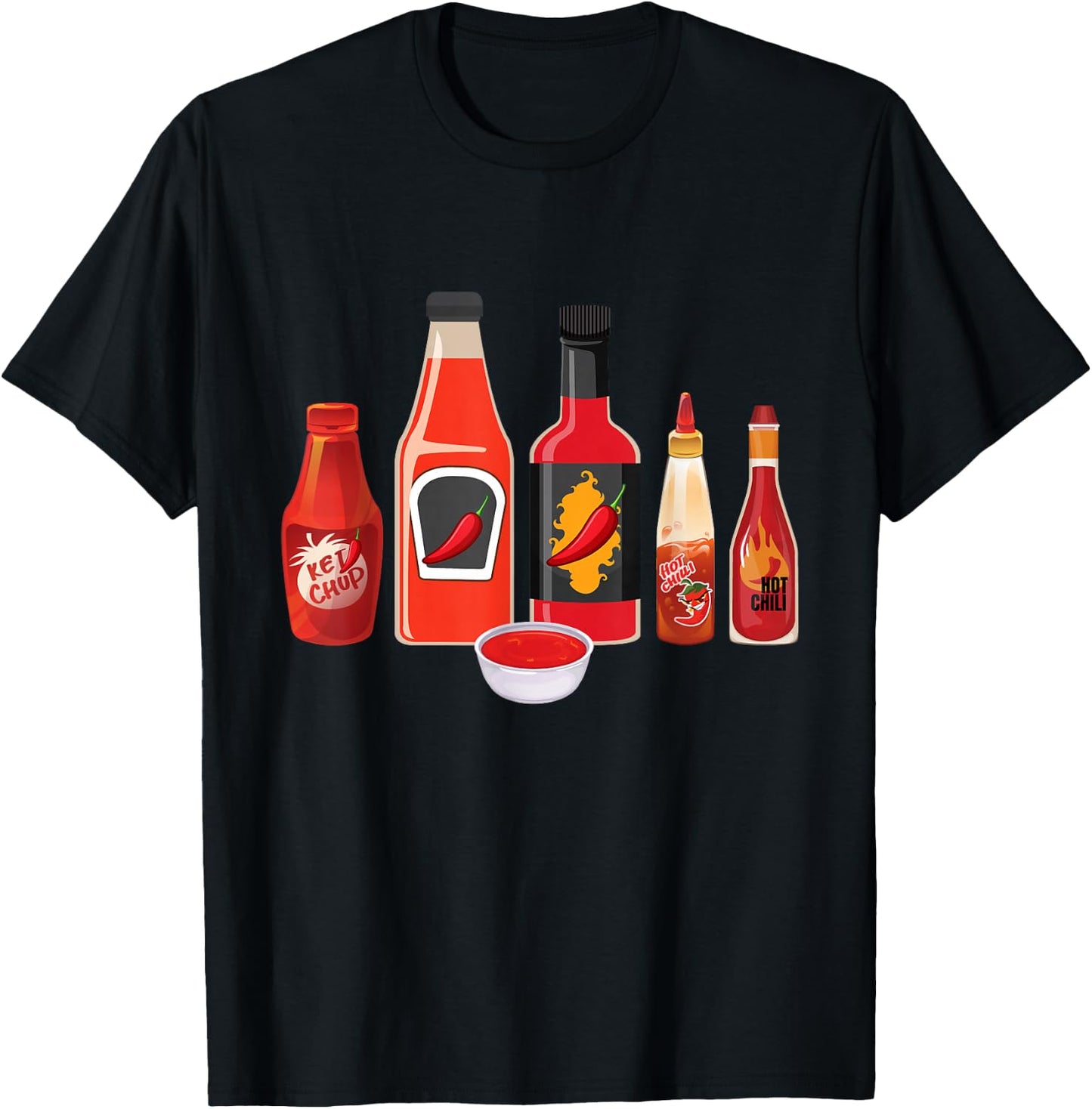 Hot Sauces - Mexican Spicy Food Lover Red Pepper Spice Chili T-Shirt - T-Shirt | Black