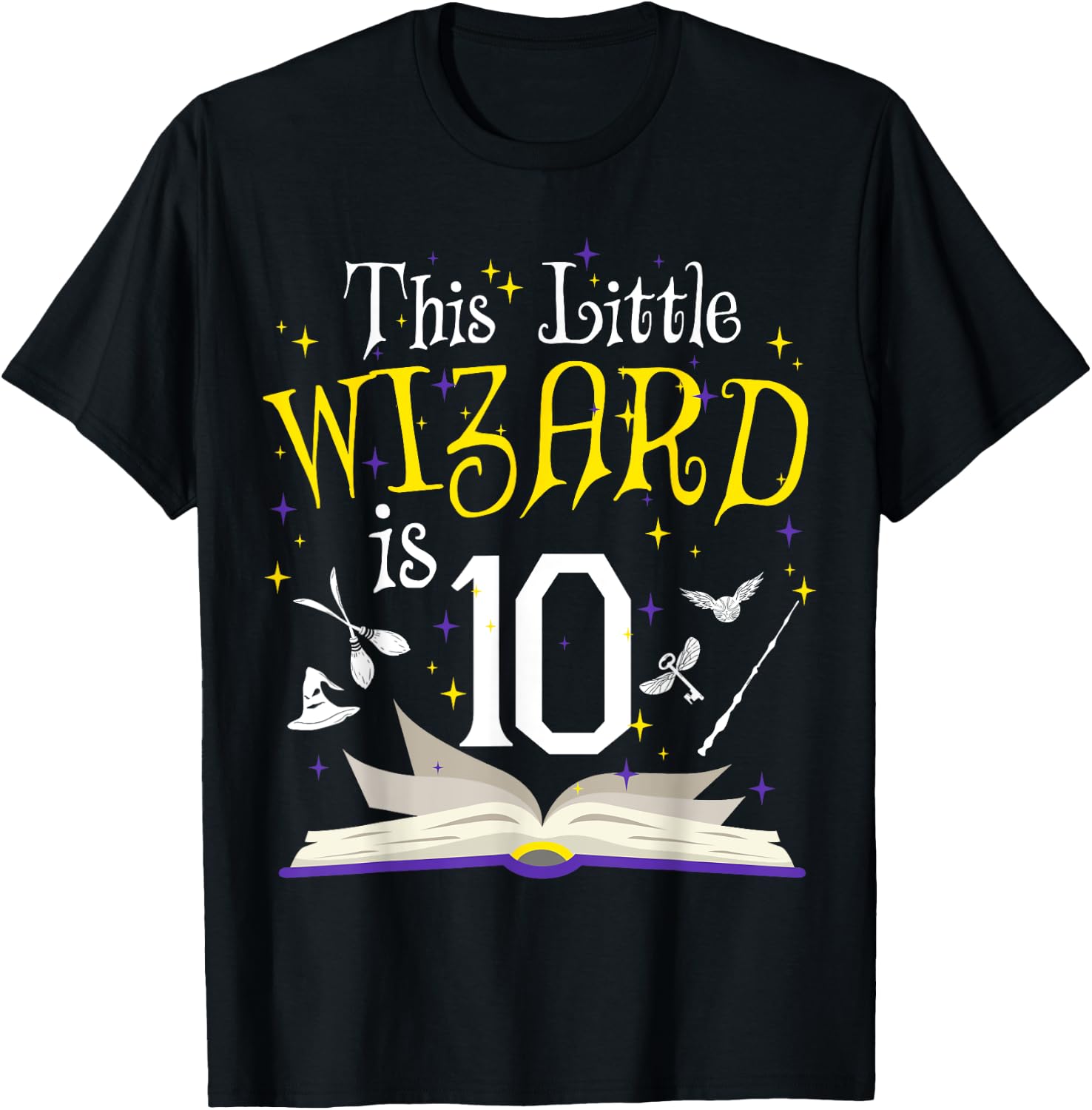 10th B-Day Magic Wizard 10 Year Old Birthday Matching Family T-Shirt - T-Shirt | Black