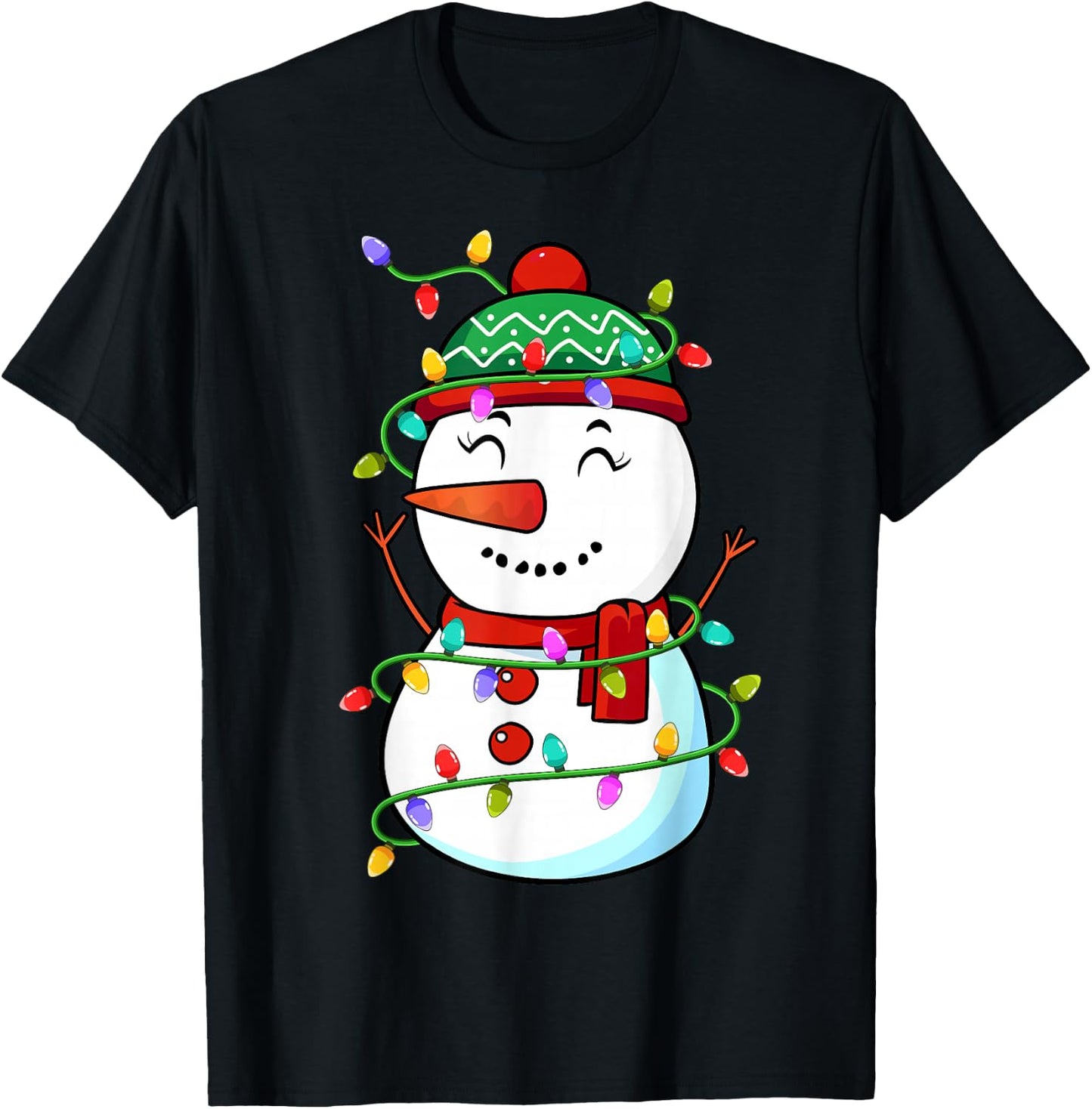 Funny Snowman Christmas Xmas Light - Snowman Christmas T-Shirt - T-Shirt | Black