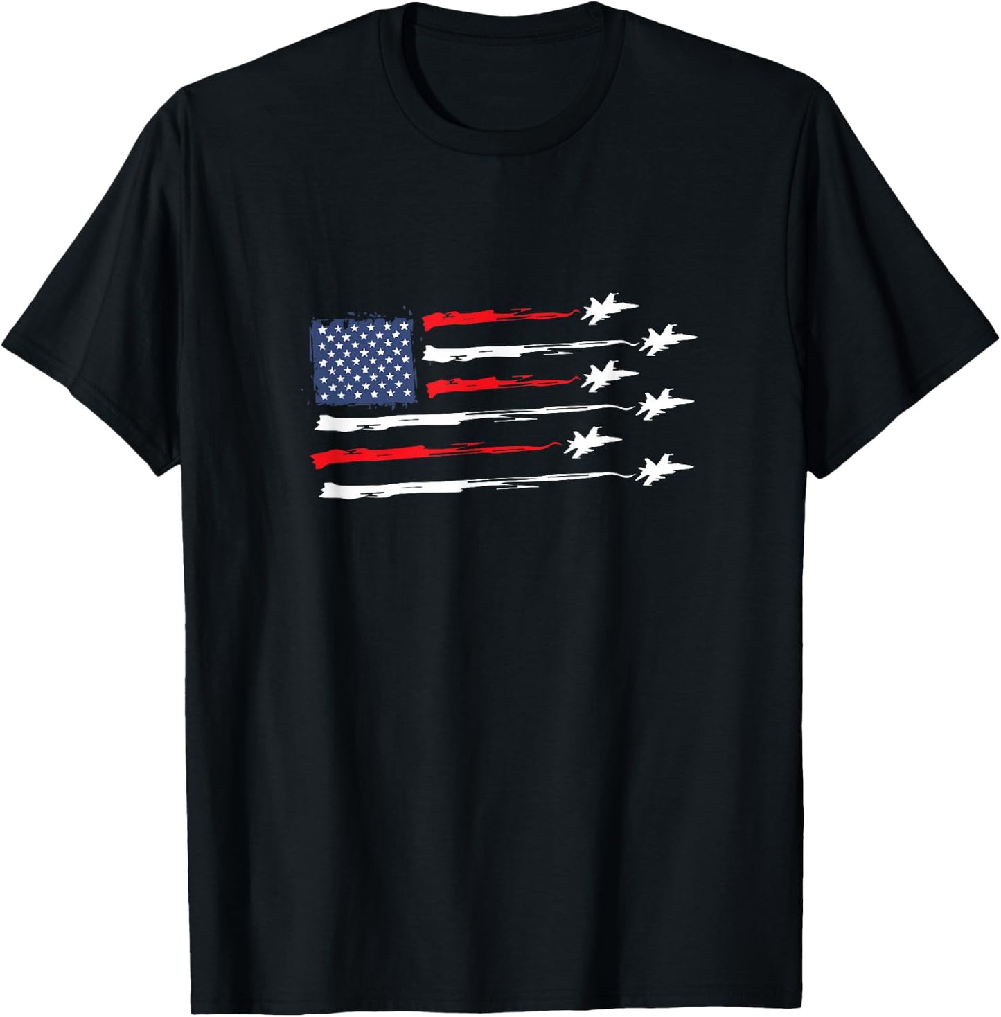 American Flag Fighter Jet 4th ofJuly for Patriotic Veterans T-Shirt - T-Shirt | Black