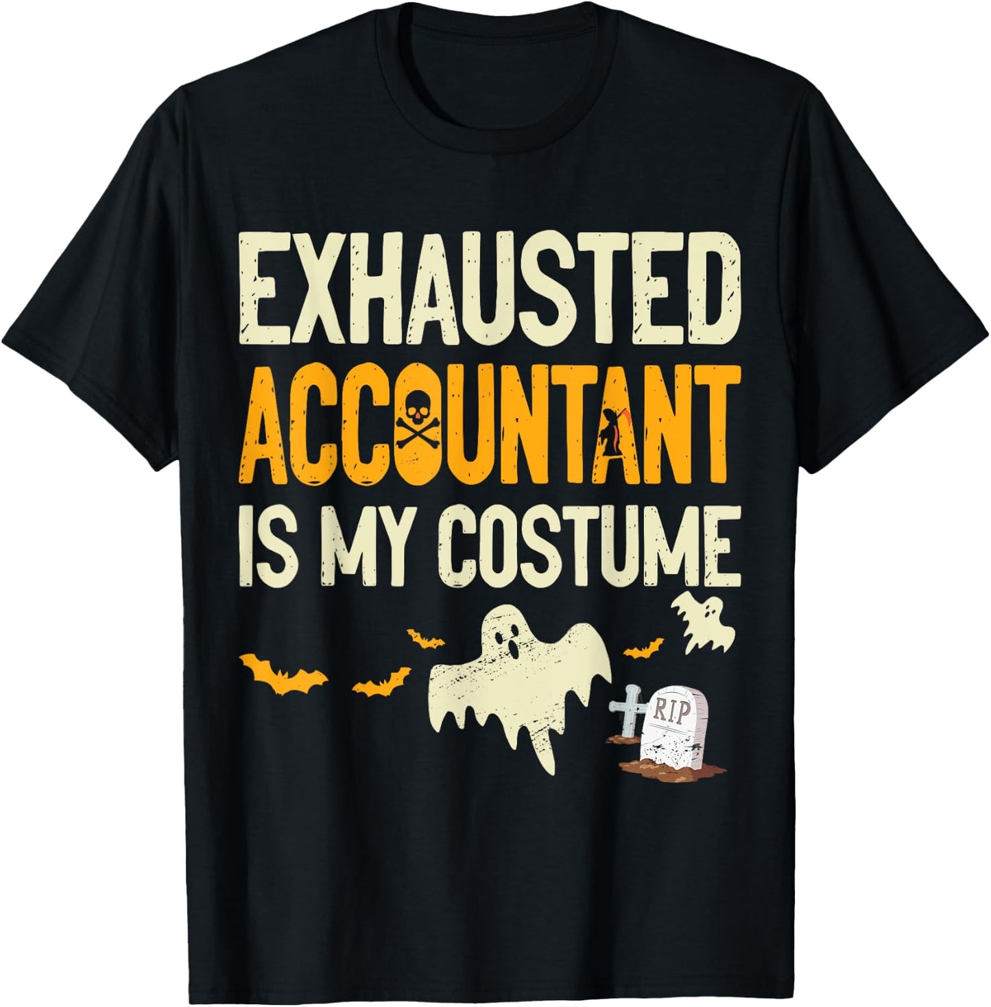Exhausted Accountant CPA Halloween Funny Accountant T-Shirt - T-Shirt | Black
