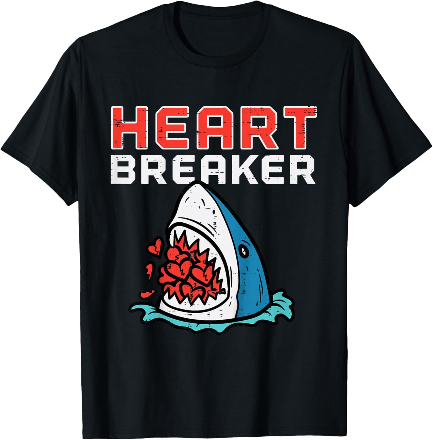 Kids Valentines Day Shark Heart Breaker Boys Kids Baby Toddlers T-Shirt - T-Shirt | Black