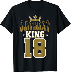 Birthday King 18 Bday Party Celebration 18th Royal Theme T-Shirt - T-Shirt | Black