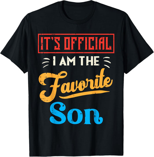 Its Official Im The Favorite Son Retro Family Men Boys Kids T-Shirt - T-Shirt | Black