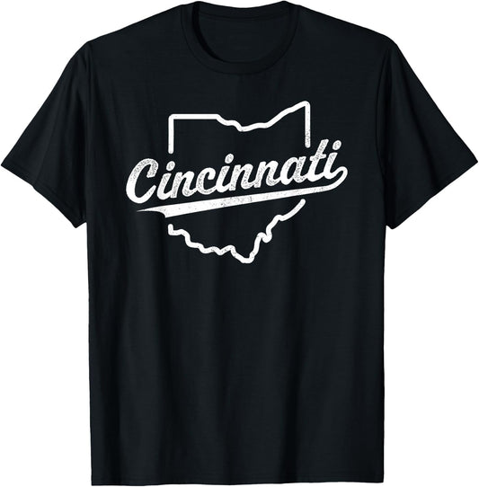 Retro Cincinnati Ohio 1788 vintage script throwback T-Shirt - T-Shirt | Black