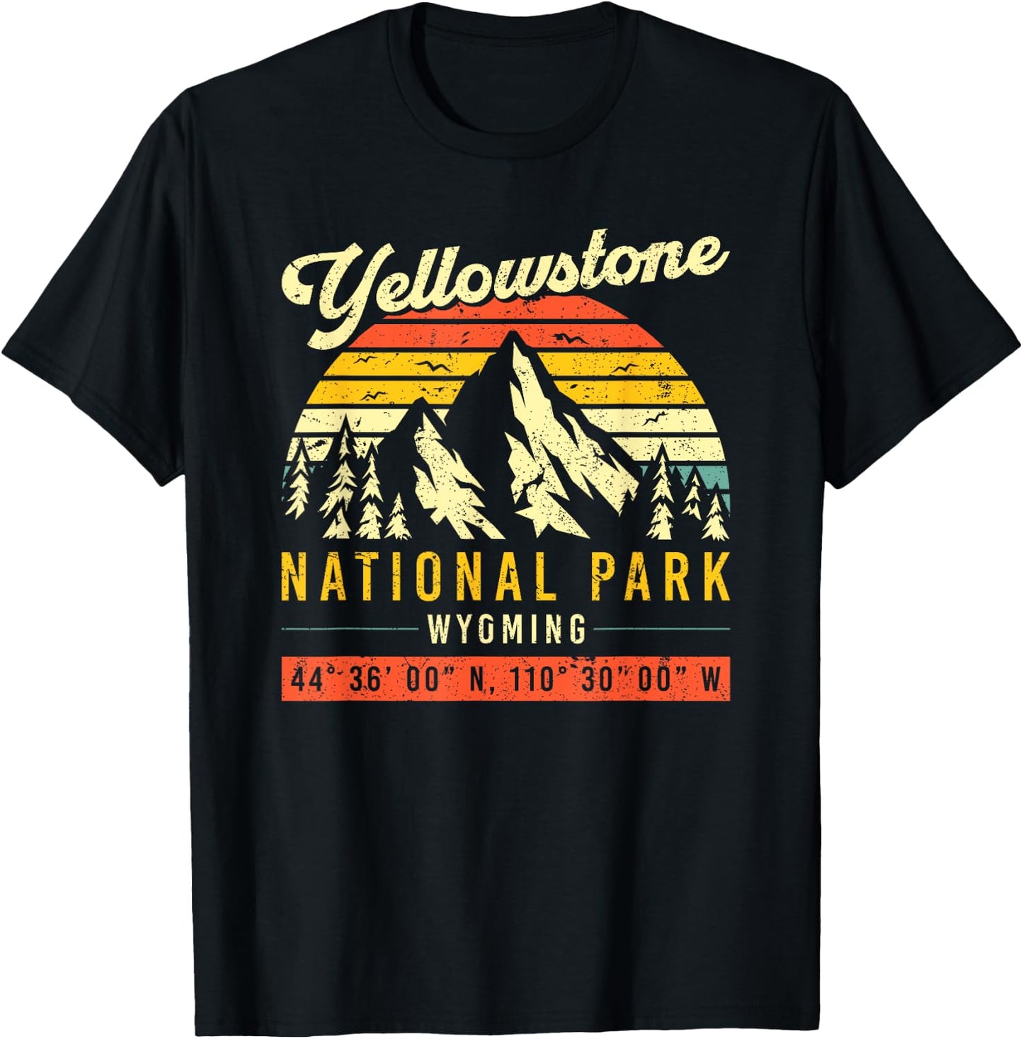 Yellowstone Vintage Retro National Park T-Shirt - T-Shirt | Black