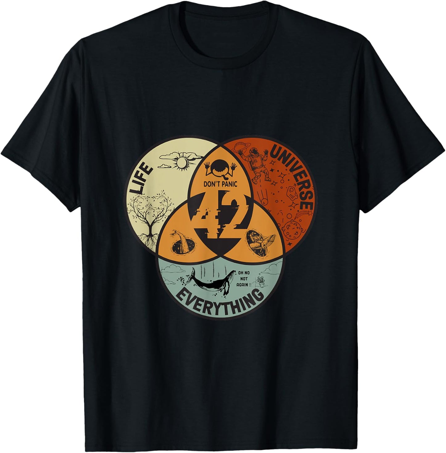 Venn Diagram Life The Universe And Everything - 42 Life T-Shirt - T-Shirt | Black