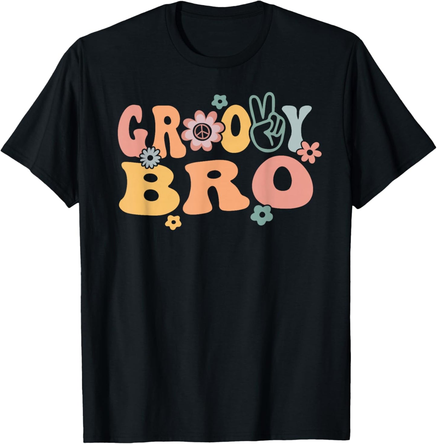 Groovy Bro Retro Brother Matching Family 1st Birthday Party T-Shirt - T-Shirt | Black
