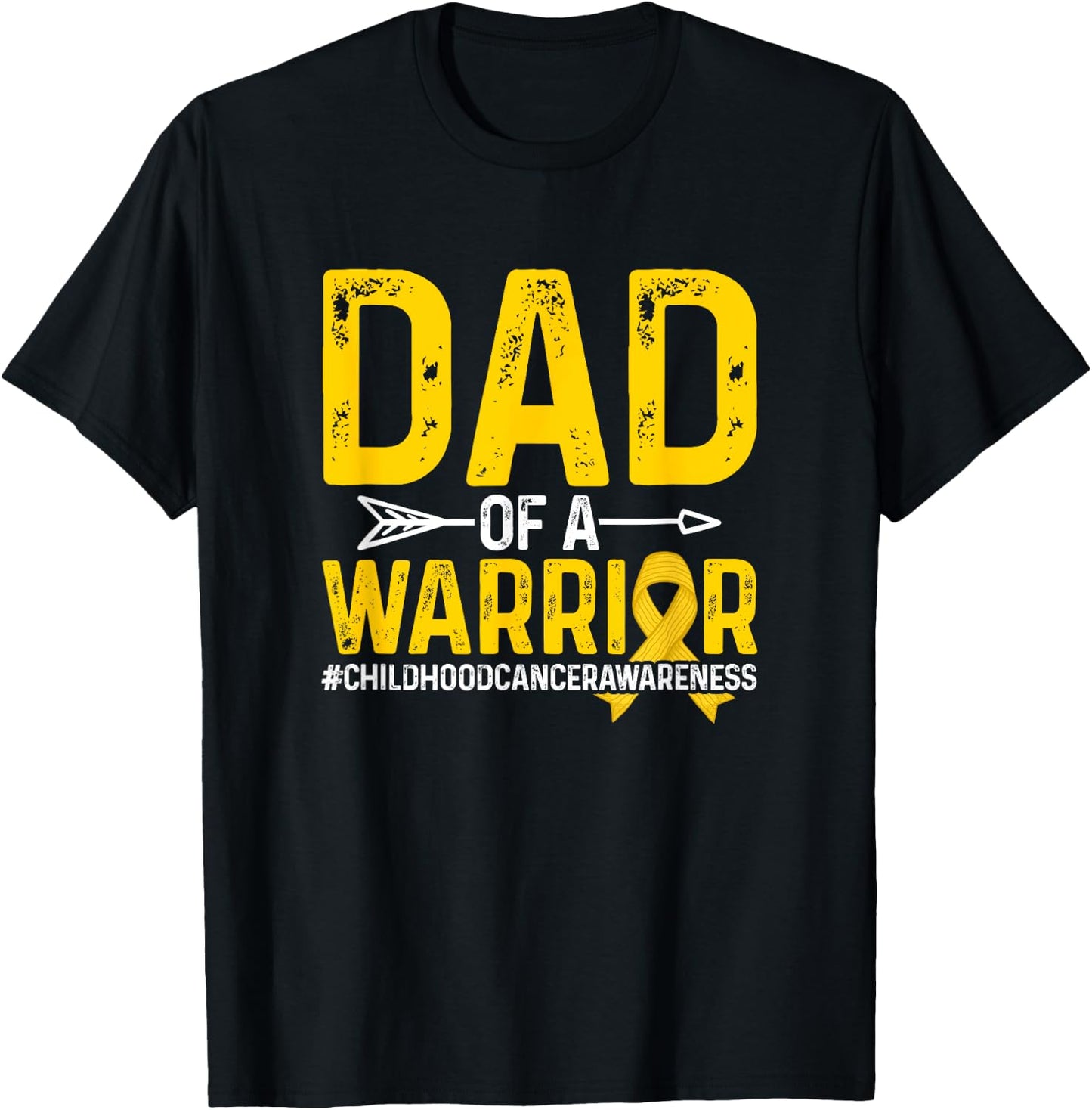 Dad Of A Childhood Cancer Warrior Childhood Cancer Awareness T-Shirt - T-Shirt | Black