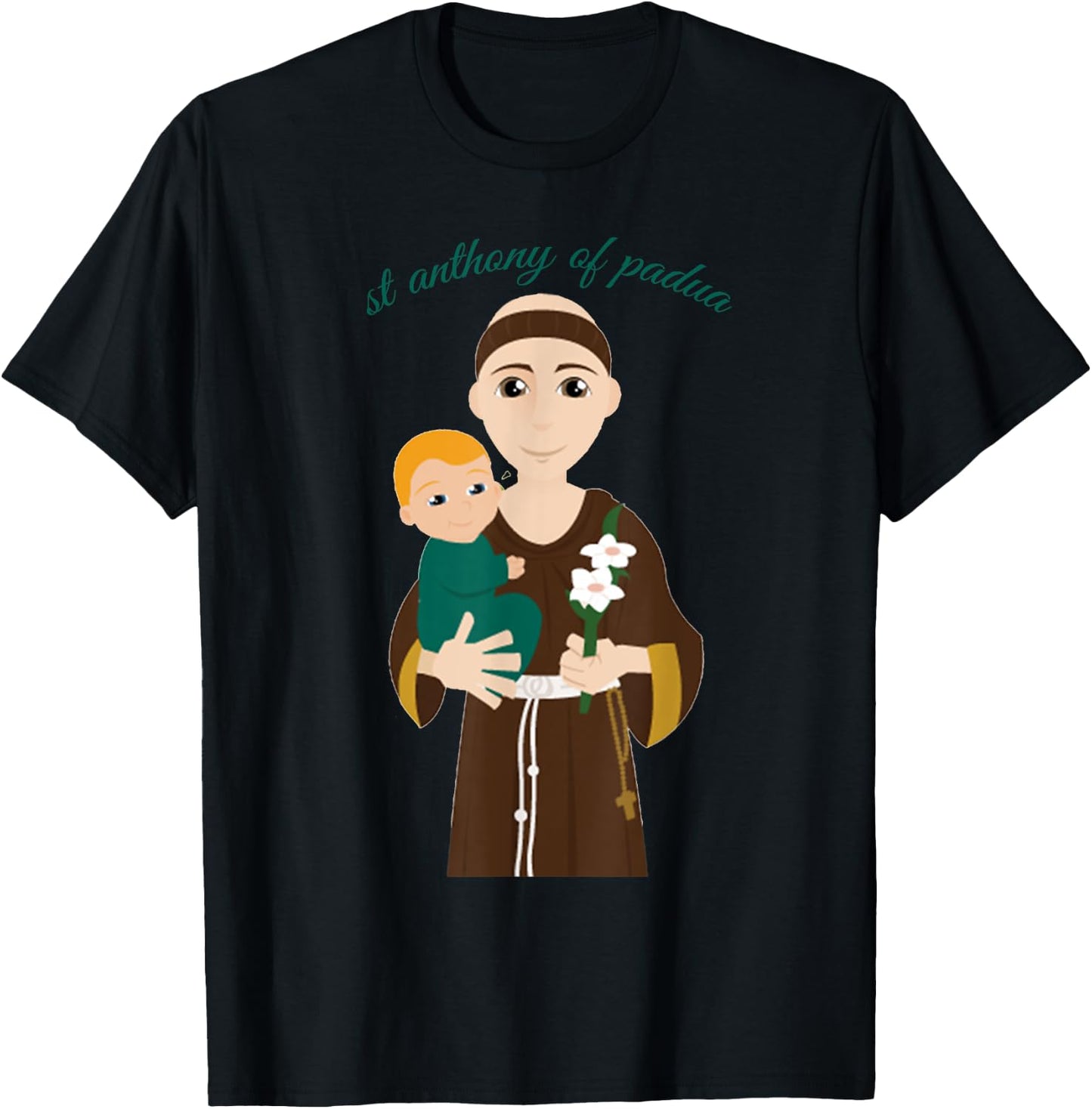 St Anthony of Padua Vintage Catholic Saint Infant Jesus T-Shirt - T-Shirt | Black