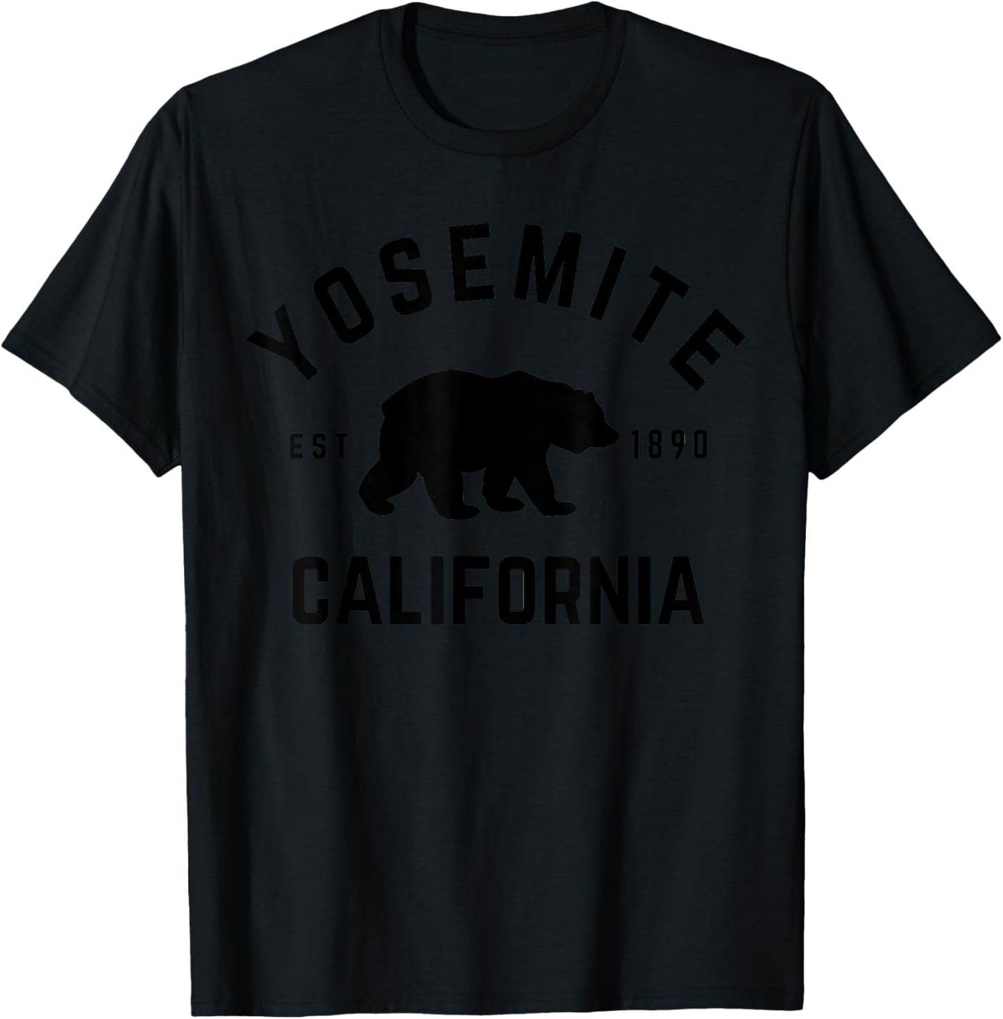Yosemite National Park California USA Outdoor Yosemite National Park -Adults, Kids Green Short Sleeve Cotton 100% Nature Themed Small T-Shirt - T-Shirt | Black