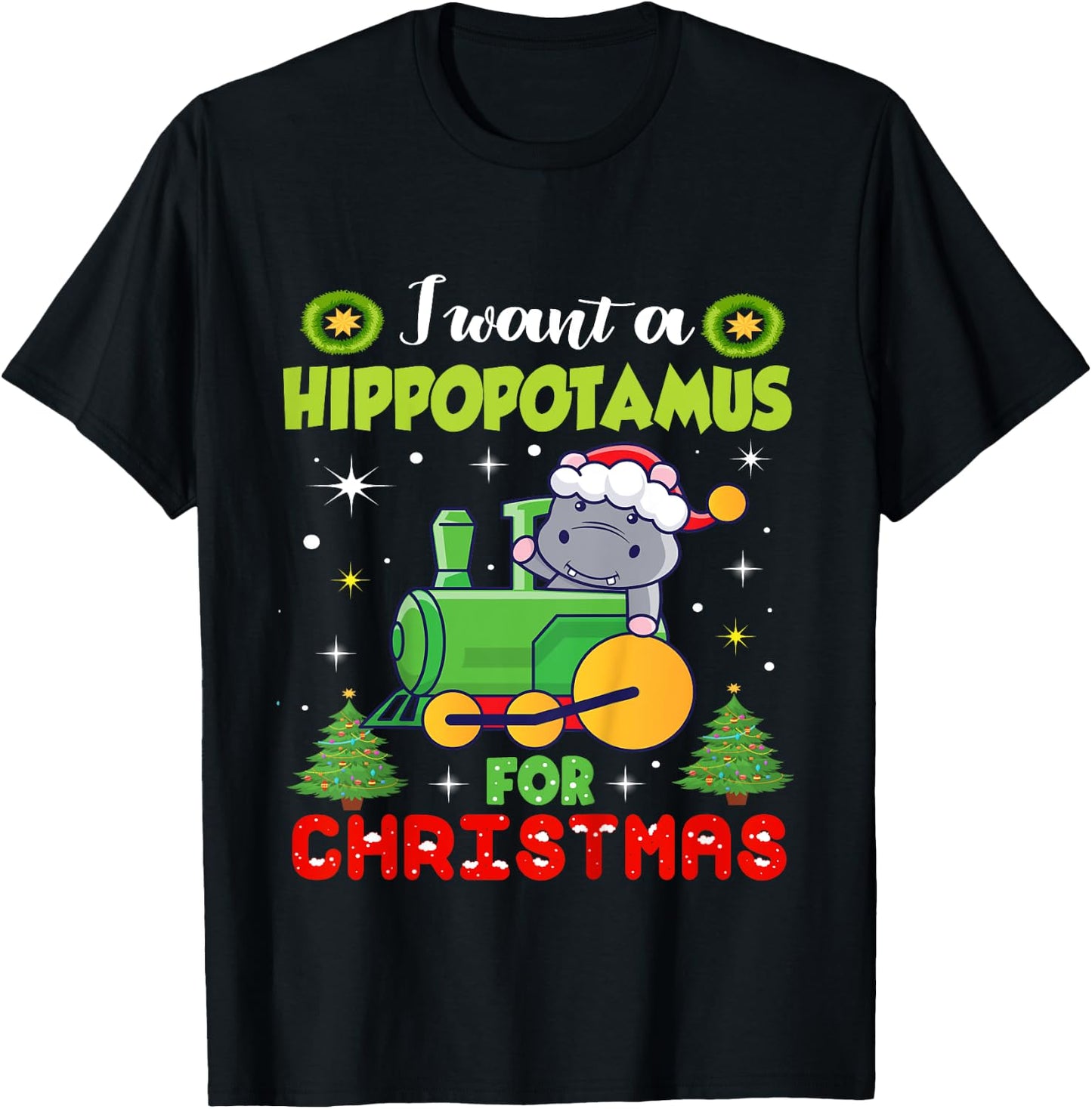 Kids I Want A Hippopotamus Christmas Xmas Hippo Toddlers T-Shirt - T-Shirt | Black