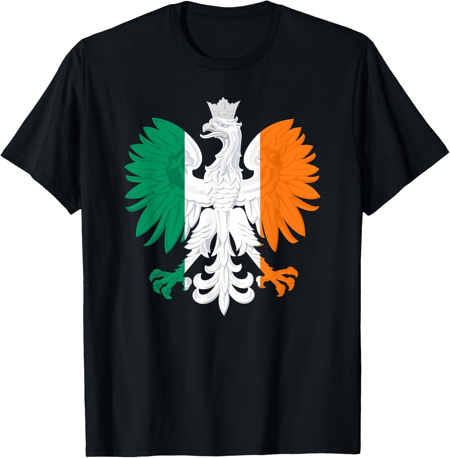 Irish Polish Flag Eagle Ireland Poland Polska Heritage T-Shirt - T-Shirt | Black