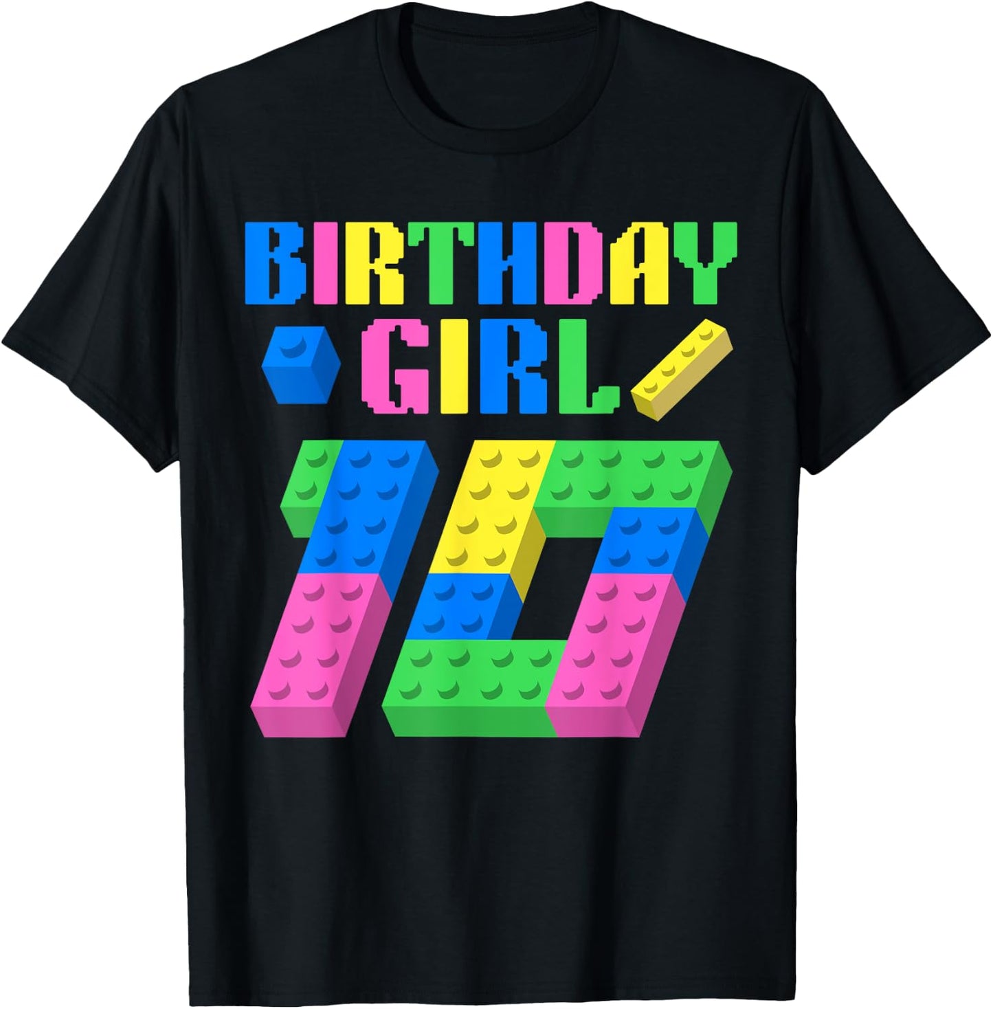 10th Birthday Girl Block Building 10 Year Old Master Builder T-Shirt - T-Shirt | Black