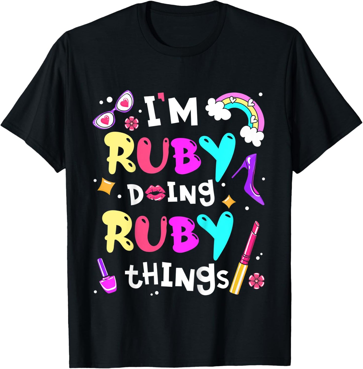 Kids I'm Ruby Doing Ruby Things Cute Girls Personalized Name T-Shirt - T-Shirt | Black