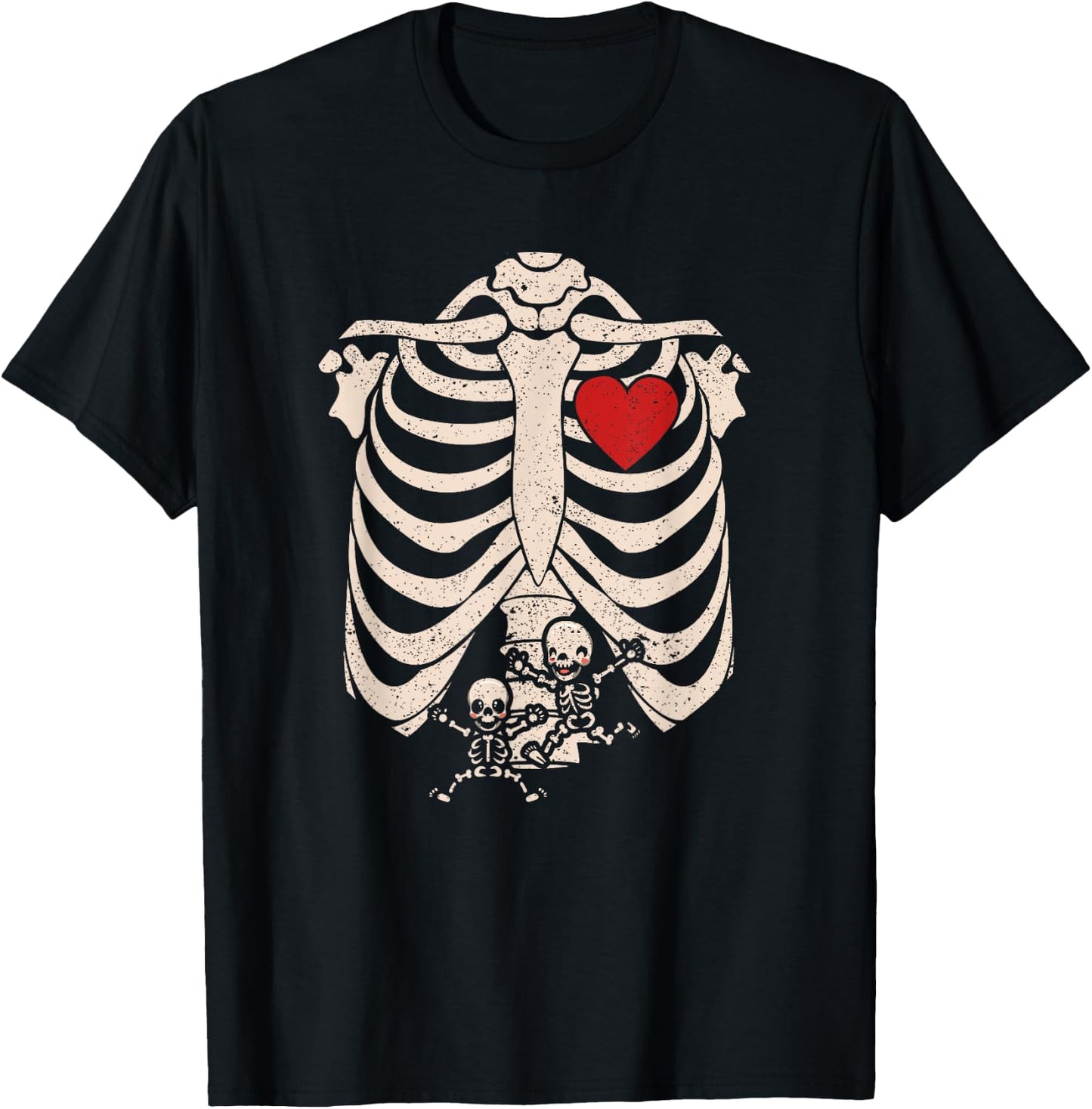 Skeleton Pregnancy Announcement Twins XRay New Mom Halloween T-Shirt - T-Shirt | Black