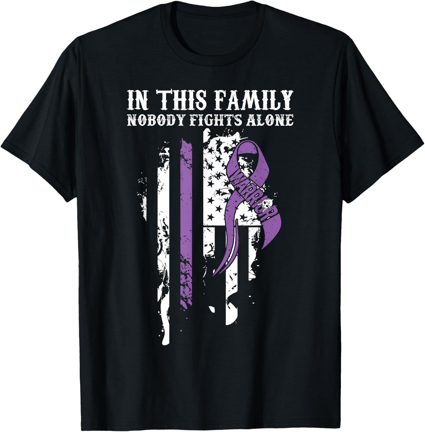 Nobody Alone- Vulvar Cancer Awareness Supporter Ribbon T-Shirt - T-Shirt | Black