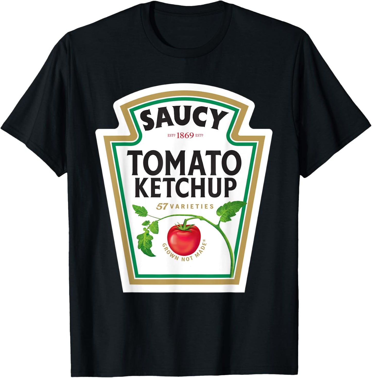 Halloween Matching Costume Saucy Tomato Ketchup Bottle Label T-Shirt - T-Shirt | Black