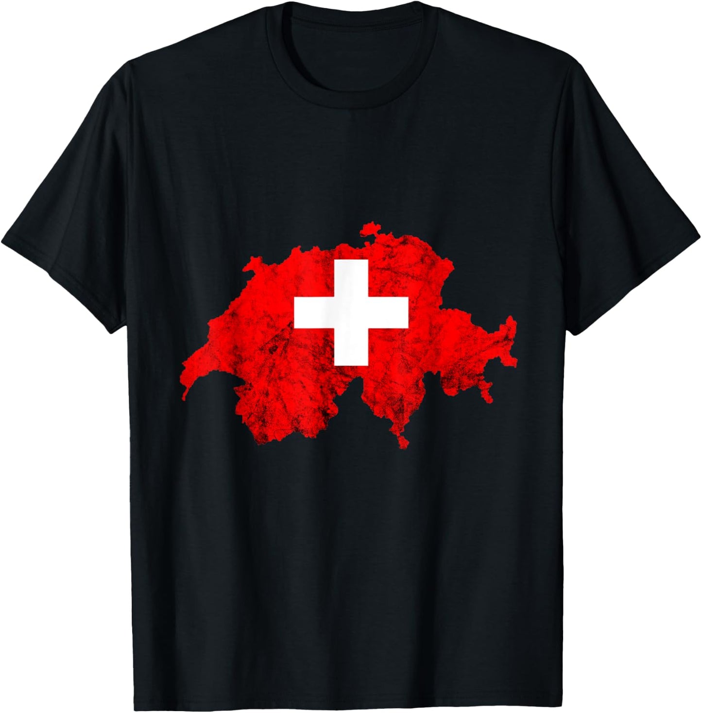 Switzerland Vintage Swiss Flag Map Swiss Pride Schweiz T-Shirt - T-Shirt | Black