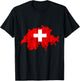 Switzerland Vintage Swiss Flag Map Swiss Pride Schweiz T-Shirt - T-Shirt | Black