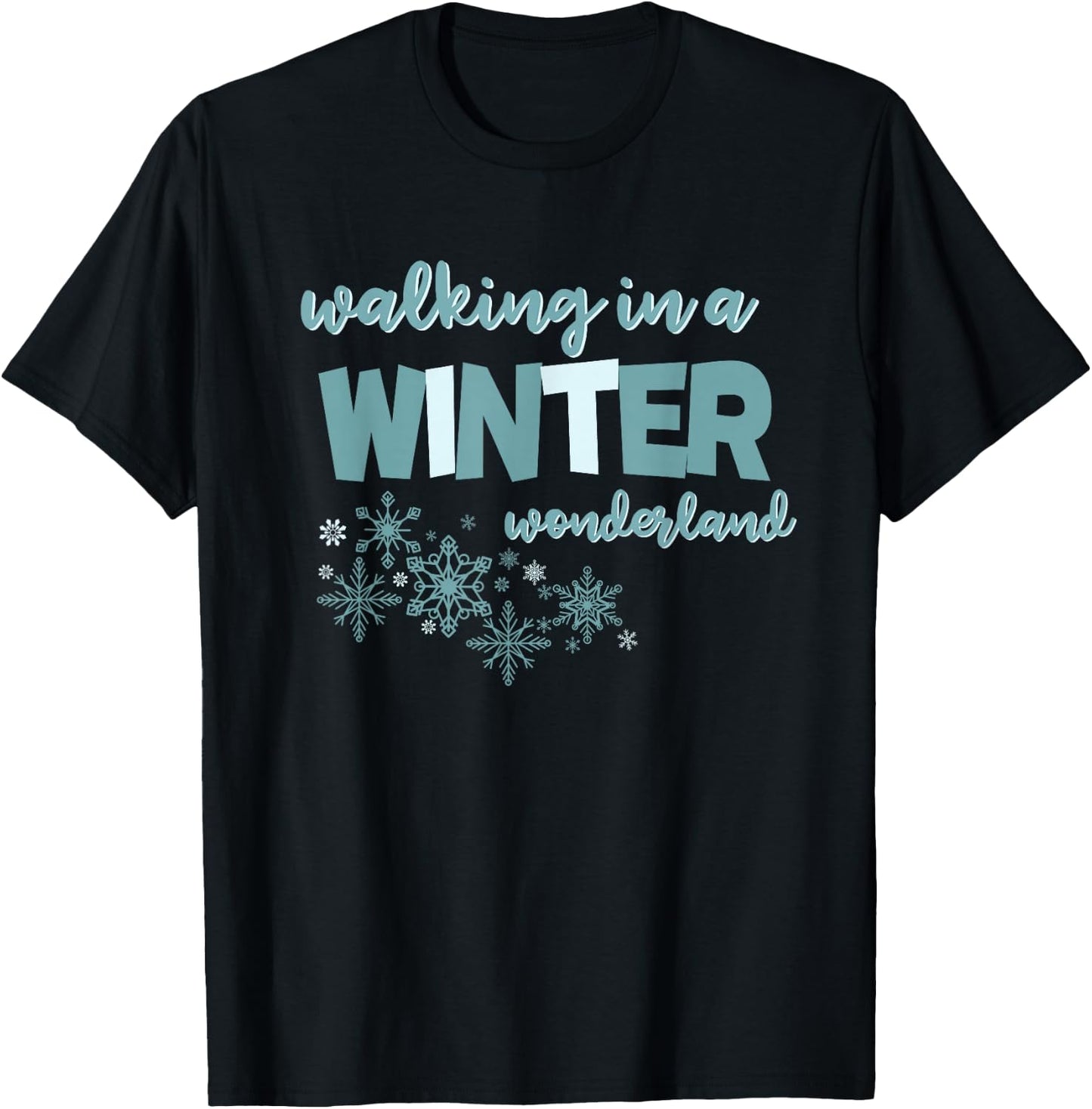 Walking In A Winter Wonderland Design T-Shirt - T-Shirt | Black