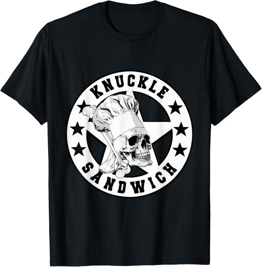 Knuckle Sandwich Skull Chef Vector T-Shirt - T-Shirt | Black