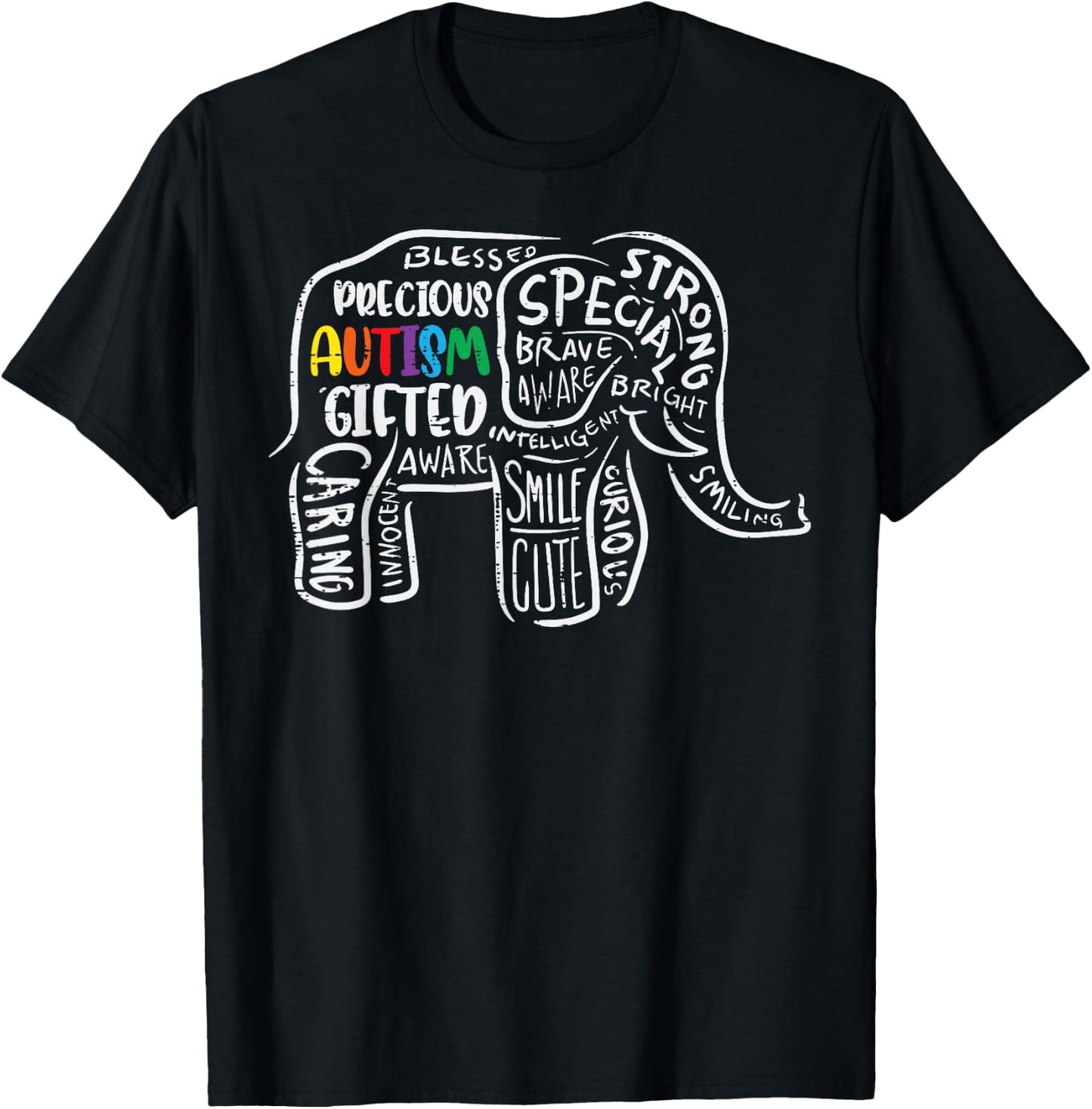 Autism Awareness Elephant Acceptance Autistic Men Women Kids T-Shirt - T-Shirt | Black