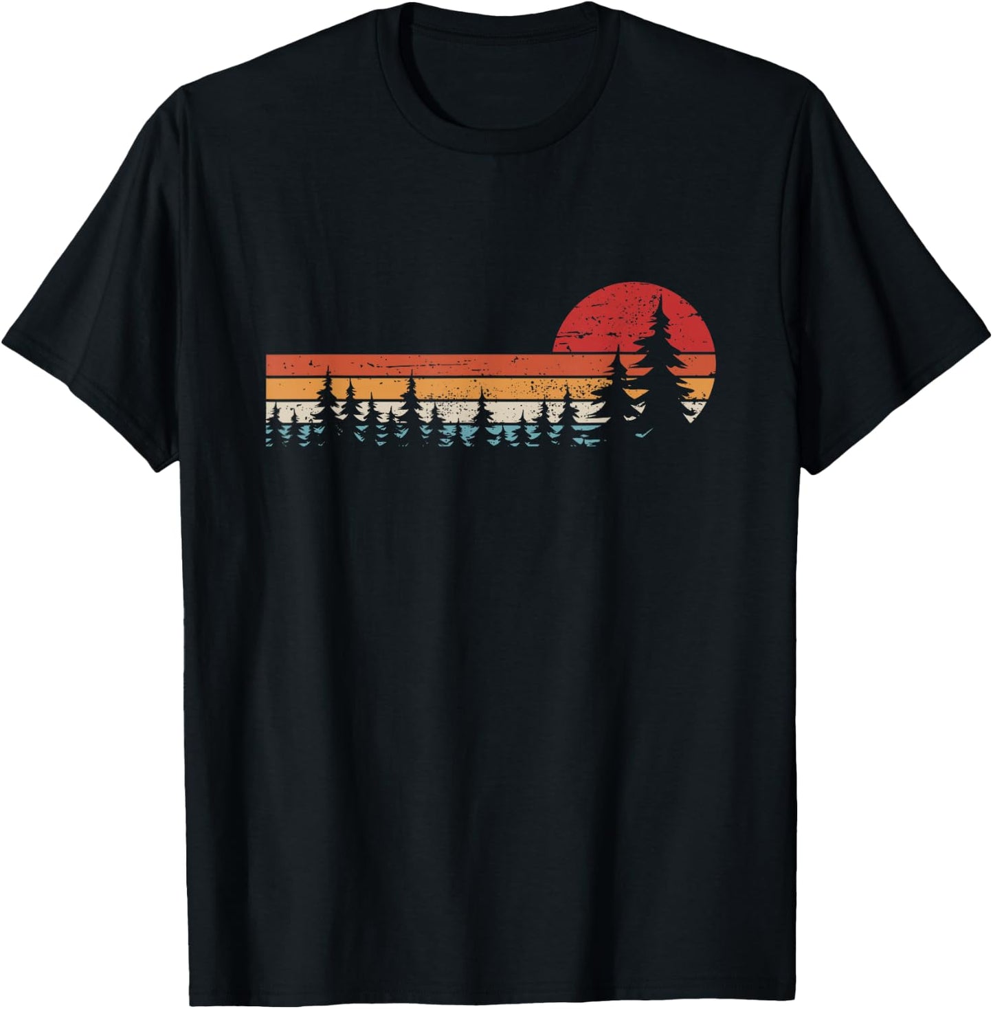 Trees Wildlife Nature Retro Forest T-Shirt - T-Shirt | Black