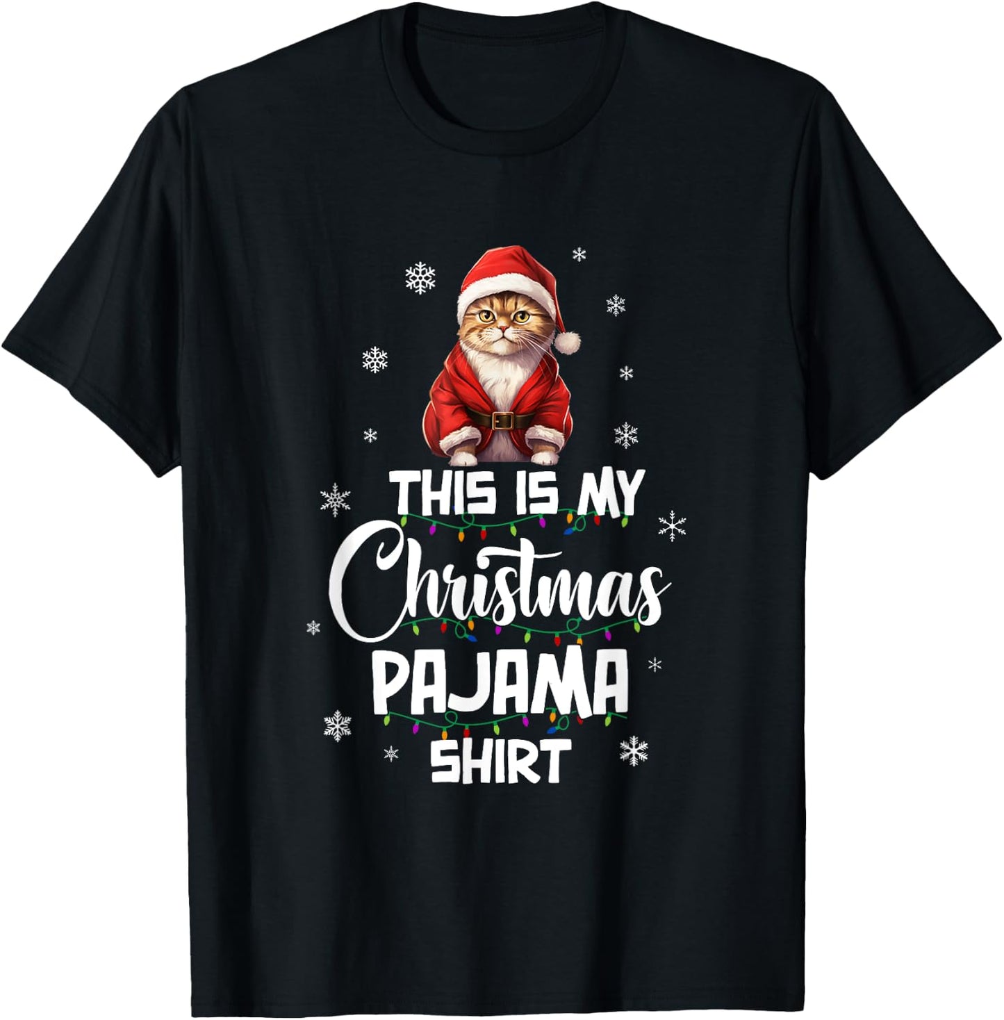 This Is My Christmas Pajama Shirt Cat Lover Funny Christmas T-Shirt - T-Shirt | Black