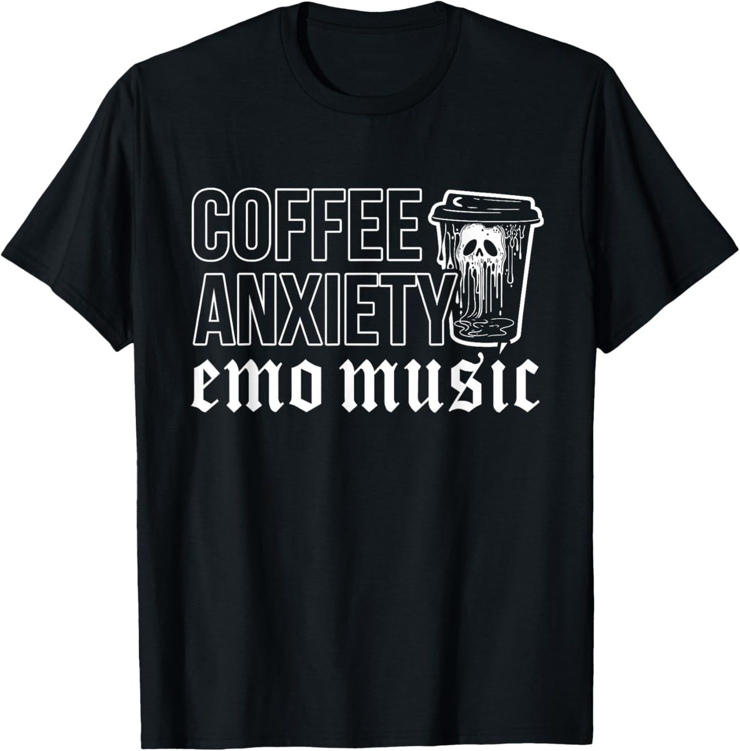 Emo Rock Coffee Anxiety Emo Music y2k 2000s Emo Ska Pop Punk T-Shirt - T-Shirt | Black
