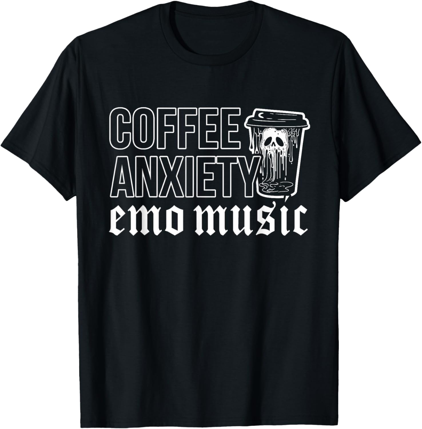 Emo Rock Coffee Anxiety Emo Music y2k 2000s Emo Ska Pop Punk T-Shirt - T-Shirt | Black
