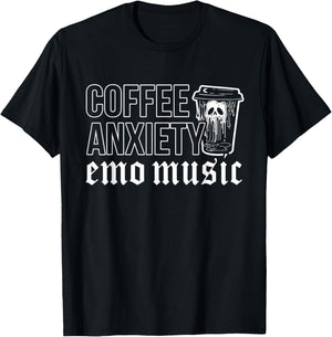 Emo Rock Coffee Anxiety Emo Music y2k 2000s Emo Ska Pop Punk T-Shirt - T-Shirt | Black