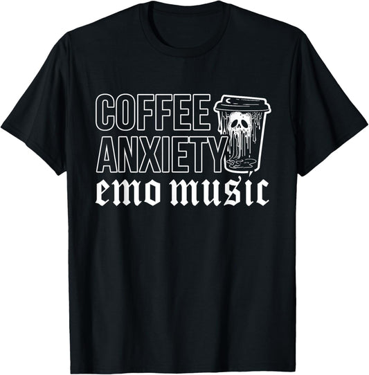 Emo Rock Coffee Anxiety Emo Music y2k 2000s Emo Ska Pop Punk T-Shirt - T-Shirt | Black