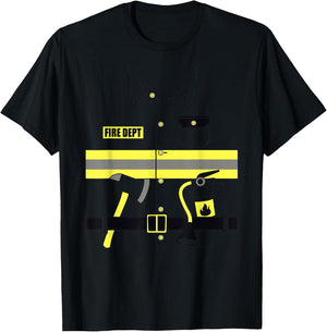 Firefighter Costume DIY Halloween Easy Costume Adults & Kids T-Shirt - T-Shirt | Black