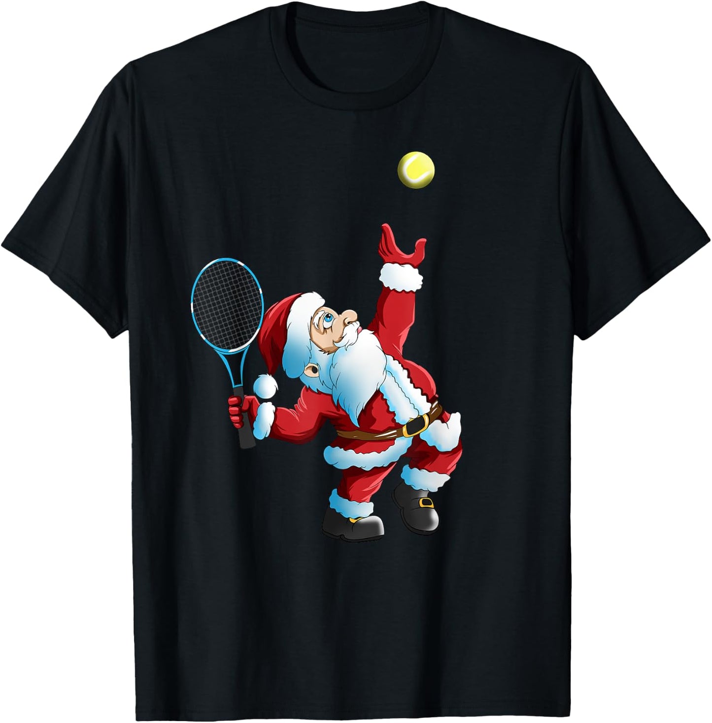 Christmas Santa Claus Tennis Game Tennis Racket T-Shirt - T-Shirt | Black