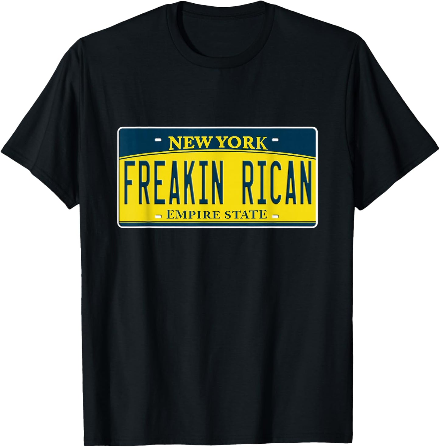 Boricua Freakin Puerto Rican NY New York License Plate T-Shirt - T-Shirt | Black