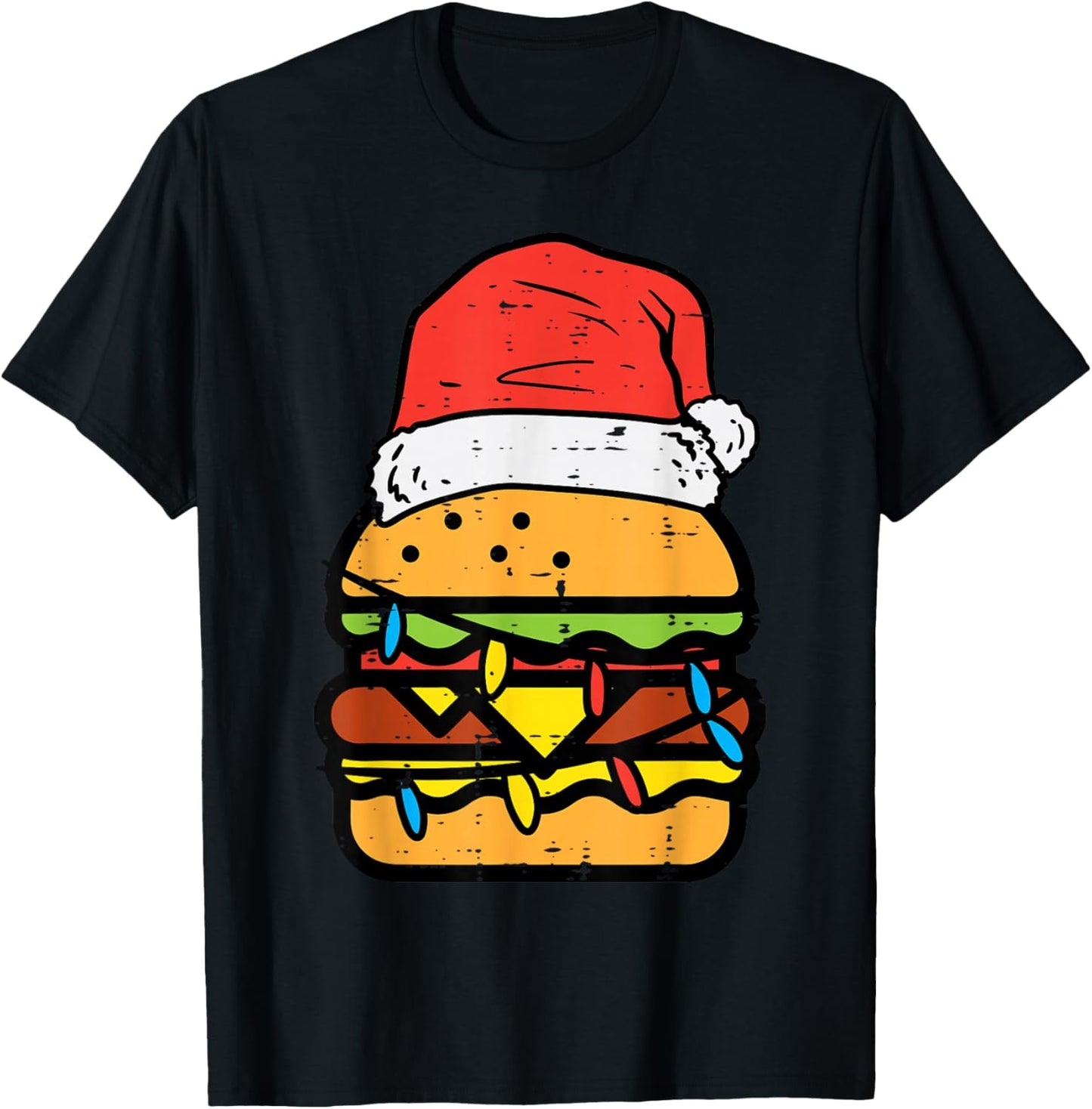 Christmas Burger Santa Funny Xmas Food Lover Men Women Kids T-Shirt - T-Shirt | Black