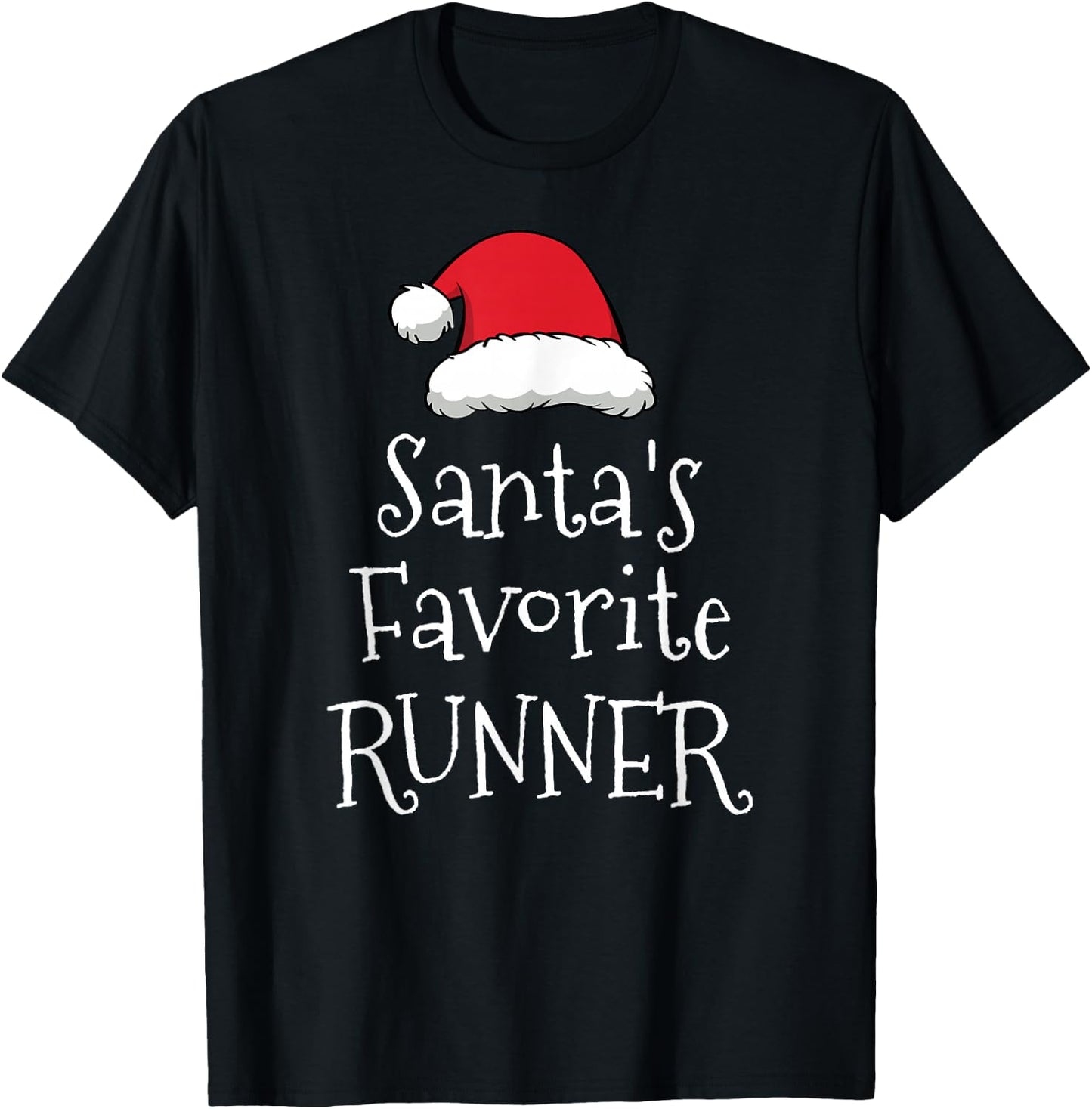 Santas Favorite Runner - Christmas Funny Running Gift T-Shirt - T-Shirt | Black