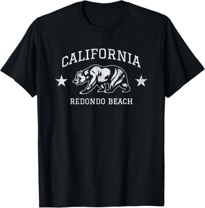 Faded Vintage Redondo Beach California Vacation Ocean T-Shirt - T-Shirt | Black