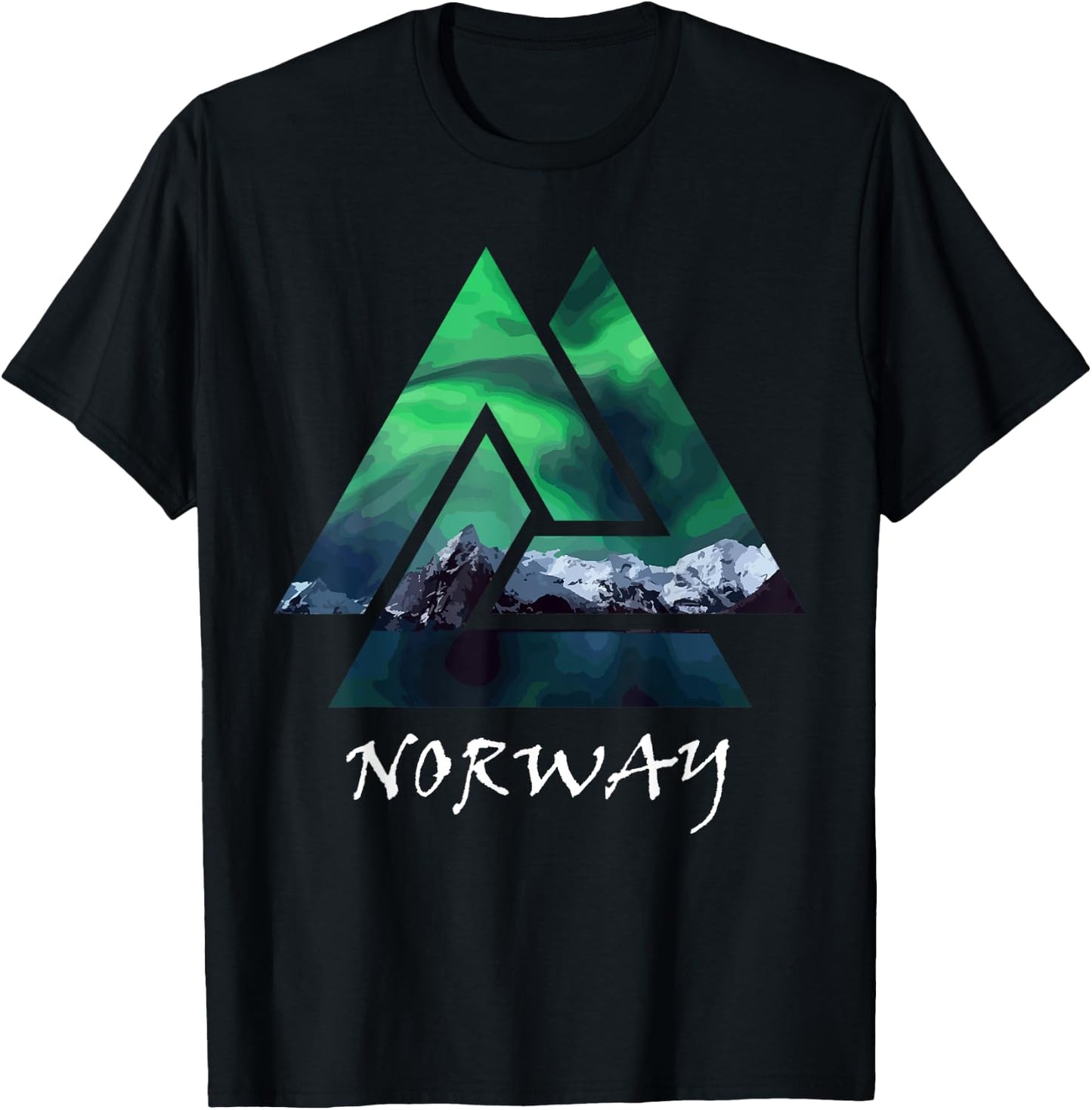 Norway Northern Lights Geometric T-Shirt - T-Shirt | Black