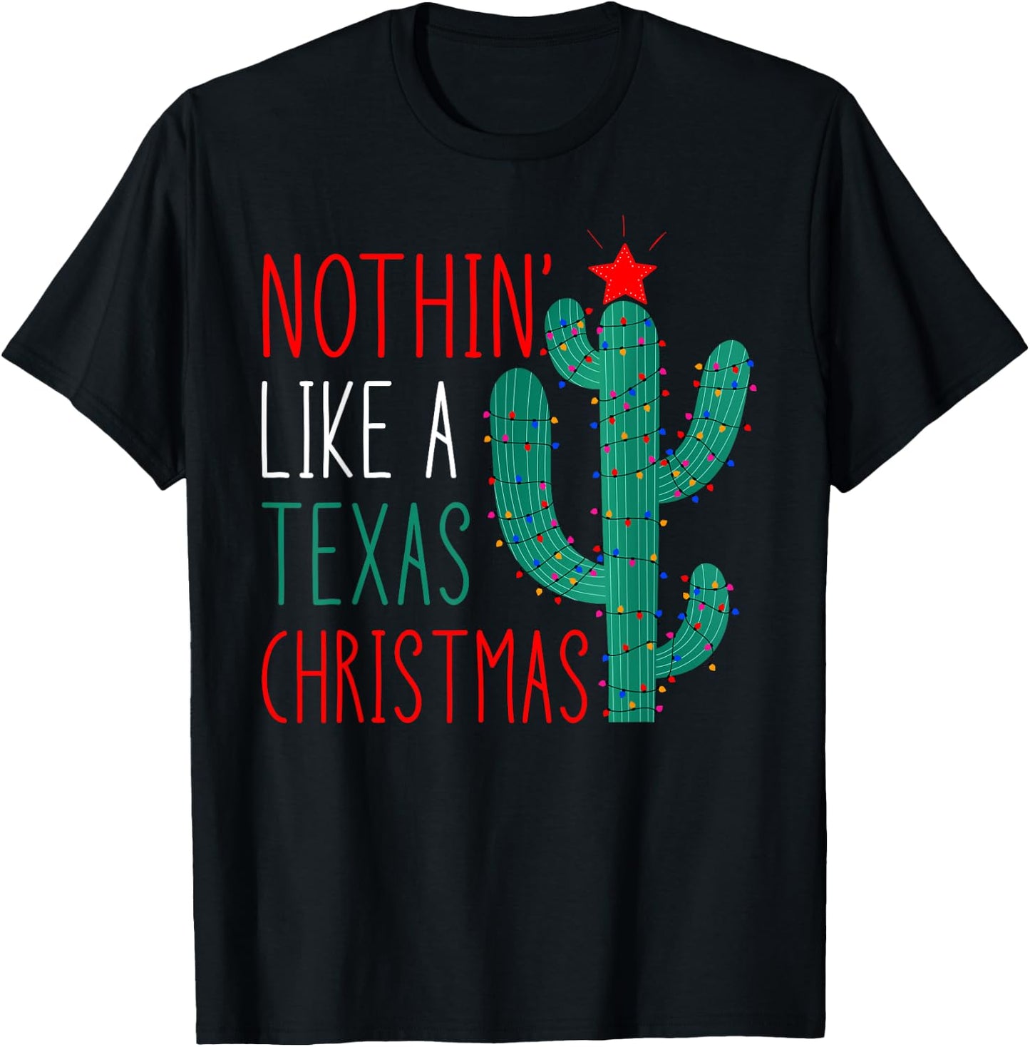 Cute Texas Christmas 2021 Family Matching Adult Black Short Sleeve T-Shirt - T-Shirt | Black